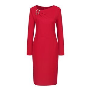 Women's Work Pencil Dress Long Sleeve Asymmetrical Neck Bodycon Dress Red